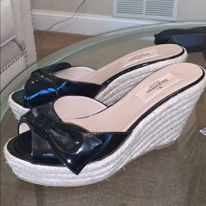 Valentino wedges black patent